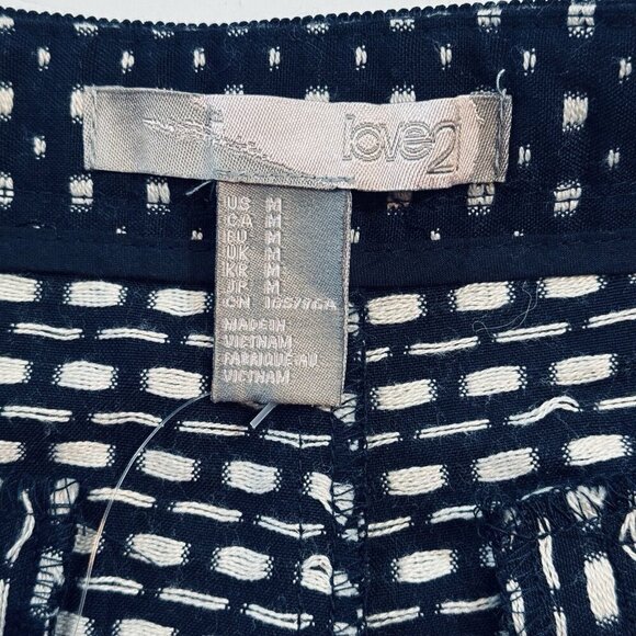 FOREVER 21 Textured Navy/White Shorts Medium Square Button-Front Grosgrain Waist - Picture 7 of 16